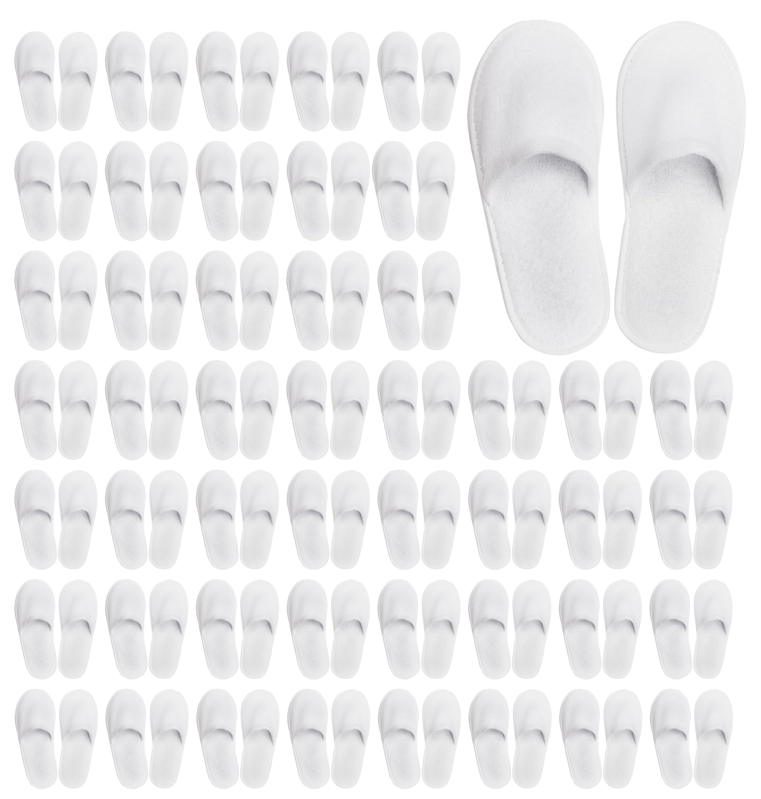 Winterlace Hotel Spa Slippers 48 Pairs Bulk Disposable Non Slip Travel Closed Toe Guest Unisex (White, US Footwear Size System, Adult, Women, Alpha, Medium, Large)