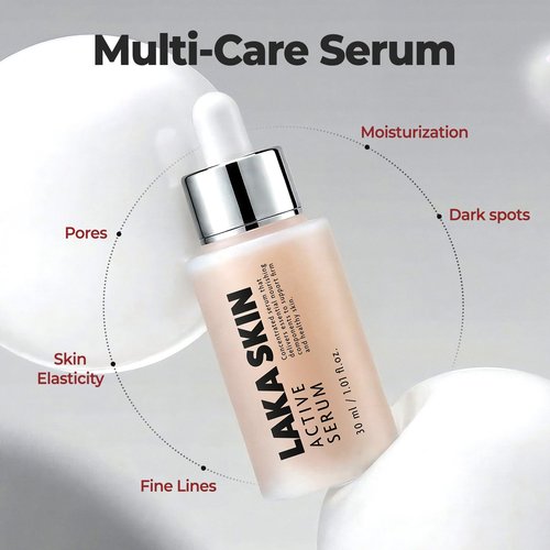 Laka Skin Active Serum, 30ml/1.01 fl.oz, Glutathione for Boosting Radiance, Dual PDRN, Pore Care, Hyaluronic Acid, Korean Skin Care