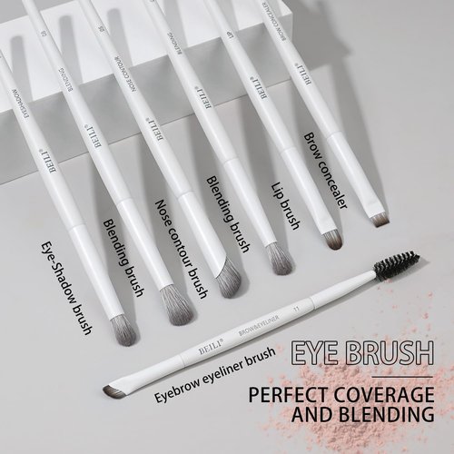 BEILI 12-Piece White Makeup Brush Set, Premium Synthetic Brushes for Foundation, Blending, Eyeshadow, Contour, Blush, and Eyeliner, Luxury Gift-Ready
