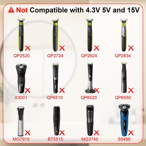 IBERLS HQ850 Power Cord Compatible with Philips One Blade QP2630 QP2530 Shaver, Replacement Charger 8V Fit for Philips Razor Norelco All-in-One Grooming Trimmer Charging Cable Adapter