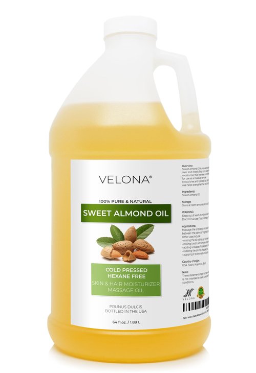 velona Sweet Almond Oil - 64 Fl Oz | 100% Pure and Natural Carrier Oil |Cold Pressed | Skin, Hair, Body & Face Moisturizing | Use Today - Enjoy Results…