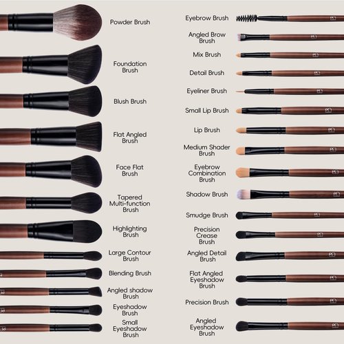BS-MALL Professional Makeup Brush Set 28 Pcs With Travel Makeup Bag,Concealer Brush, Foundation Brush, Blush Brush, 4 Pcs Triangle Puff & makeup sponges for Flawless beauty on the Go