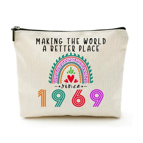 Happy 57th Birthday Gifts for Her Women Makeup Bag, Best 1969 Anniversary 57th Birthday Decorations, 57 Year old and Fabulous Gifts Ideas for Wife, Mom, Mothers Day, Christmas Cosmetic Travel Pouch