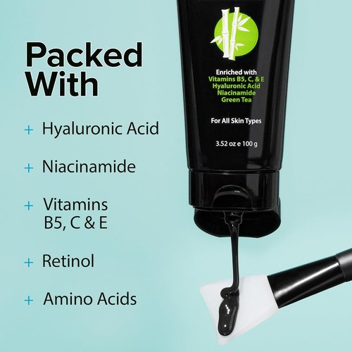 Ebanel Charcoal Peel Off Face Mask Applicator Set - Deep Cleansing Blackhead Remover with Niacinamide & Vitamin C