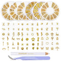 DANNEASY 6 Boxes 3D Gold Nail Charms for Summer Women Nail Jewels Metal Shell Cross Butterfly Nail Art Charms Nail Studs Nail Jewelry for Acrylic Nails DIY Craft Nail Decoration
