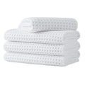 Microfiber Waffle Face Towels, 4 Pieces, Soft, Absorbent, Fast Drying, Lint Free 430 GSM (White)