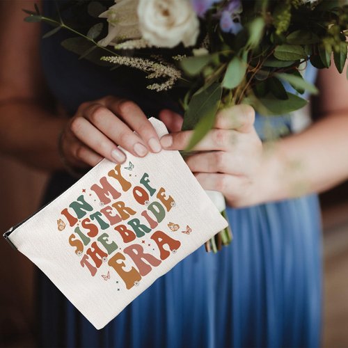 Baobeily In My Sister Of The Bride Era Makeup Bag, Cosmetic Bag Gift for Sister Of The Bride, Wedding Makeup Bag for Bridesmaid