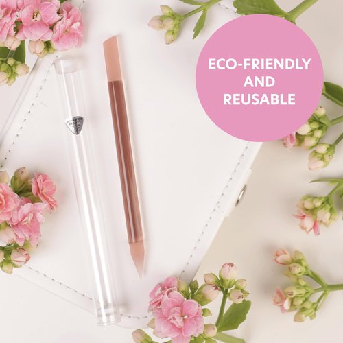 BONA FIDE BEAUTY Glass Cuticle Pusher, 1-Pieces Pink Gentle Czech Manicure Stick for Cuticle Remover, Long-Lasting Double-Sided Reusable Glass Stick