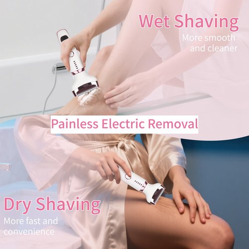 Beanify Electric Razor for Women Men with LED Display,4 in 1 Ladies Wet & Dry Body Razors and Facial Hair Remover, Rechargeable Painless Hair Removal Kit for Nose Face Body Leg Bikini Arm Hair