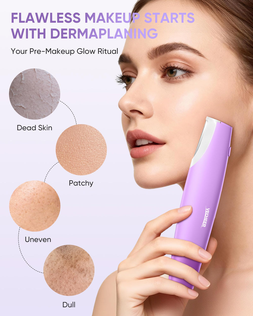 Yecheer Dermaplane Razor for Women face: Sonic Dermaplaning Tool for Smooth & Flawless Skin