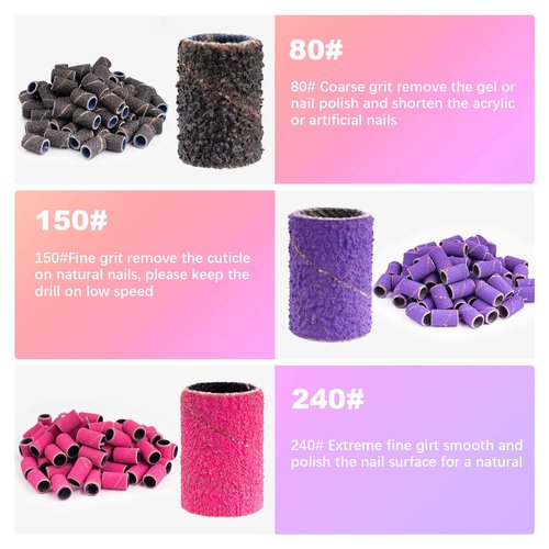 Sanding Bands for Nail Drill Sanding Bands Nail Drill Bits 210 Pcs Sanding Bands 3pcs Cuticle Drill Bits for Nails with 3/32" Mandrel Bit Boxed for Electric Nail Drill Nail Prep Tool