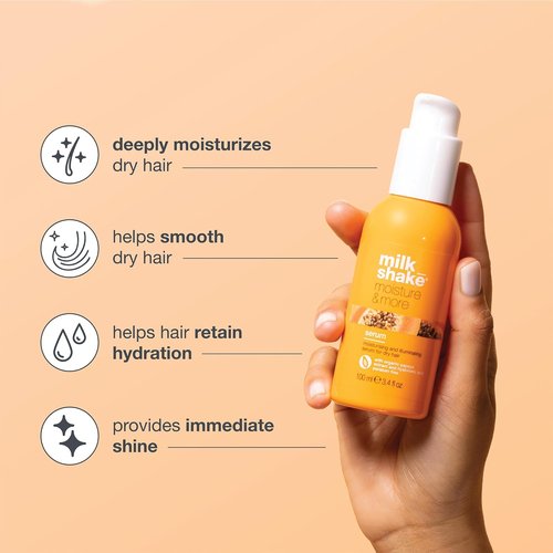 Milk_Shake Moisture & More Serum - Hydrating Leave-In Treatment for Dry Hair | With Milk Proteins & Hyaluronic Acid | 3.4 Fl Oz