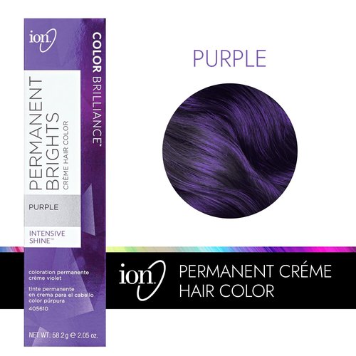 Ion Permanent Brights Hair Color - Purple | Vegan, Cruelty-Free, 100% Gray Coverage, 2.05 oz