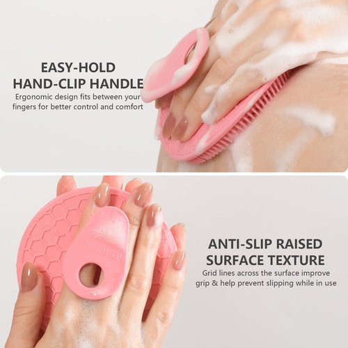 Silicone Body and Face Scrubber Set 5 Pack, BEAUTAIL Shower Bath Scrubber, Gentle Exfoliating Brush for Women Men Sensitive Skin, More Hygienic Than Traditional Loofah, Long Lasting, Black+Pink+Green