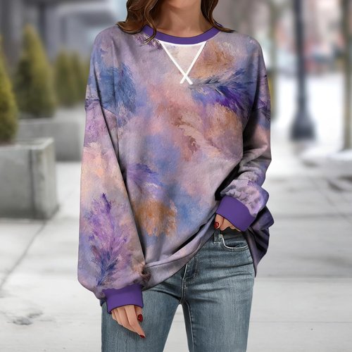 Domirica Spring Retro Graphic Sweatshirt - Women's Oversized Crewneck Pullover in Soft, Comfy Fabric