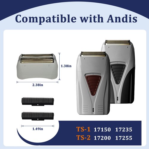 Foil Shaver Replacement Compatible with Andis Foil Shaver TS-1 TS-2 17150 17200 17235,Replaces Foil and Blades (3Pcs)