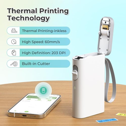 Nelko Label Maker - Bluetooth Mini Label Printer with Multiple Templates for Home & Office | White