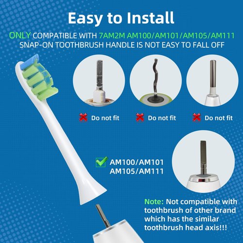 Toolsy 10 PCS Replacement Heads Compatible with 7am2m AM100/AM101/AM105/AM111 Electric Toothbrush, 10 Count (White)