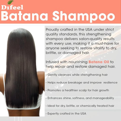 Difeel Batana Shampoo - Strengthening Sulfate-Free Formula for Thicker, Smoother Hair | 33.8 Ounces