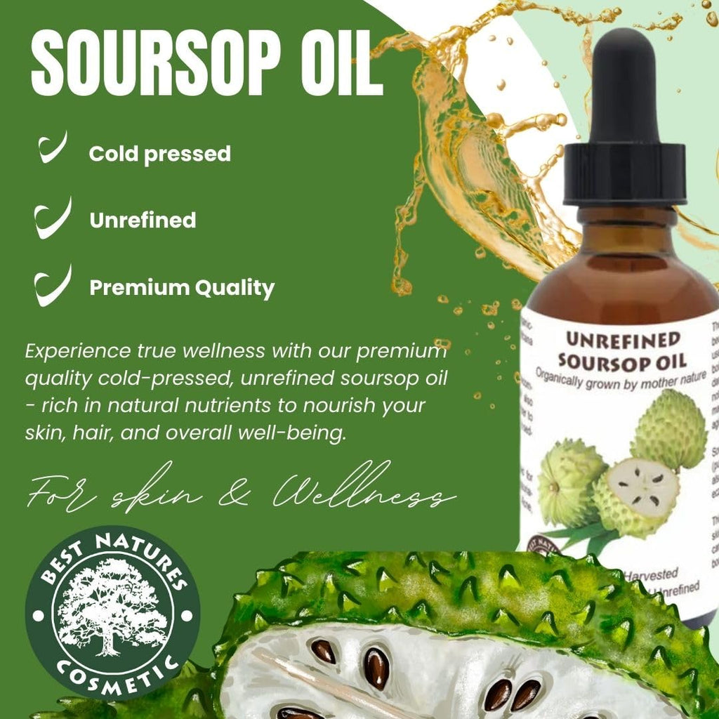 Virgin Soursop Oil (Anona Muricata, Graviola, Guanabana) – 100% Pure, Organic, Cold-Pressed, Unrefined – 1oz - 30ml – Natural Facial Oil & Moisturizer for Dry, Damaged, or Sensitive Skin.