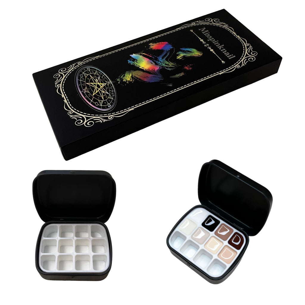 YJMyujimi Advanced Painting Gel for Nail Art,8 colour kit with 2 palette(12 divsions),Non wipe,Manicure Professional Nail Salon DIY at Home Gift (Set A)