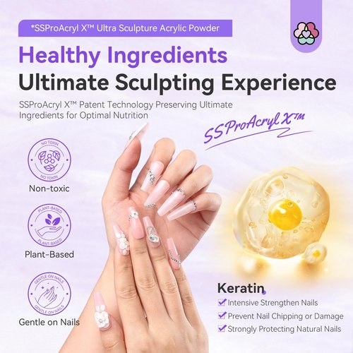 SAVILAND Acrylic Powder: 4PCS 1oz 30g Clear White Nudes Pink Colored Keratin Acrylic Nail Powder Set Professional Nail Powder for Extension 3D Carving