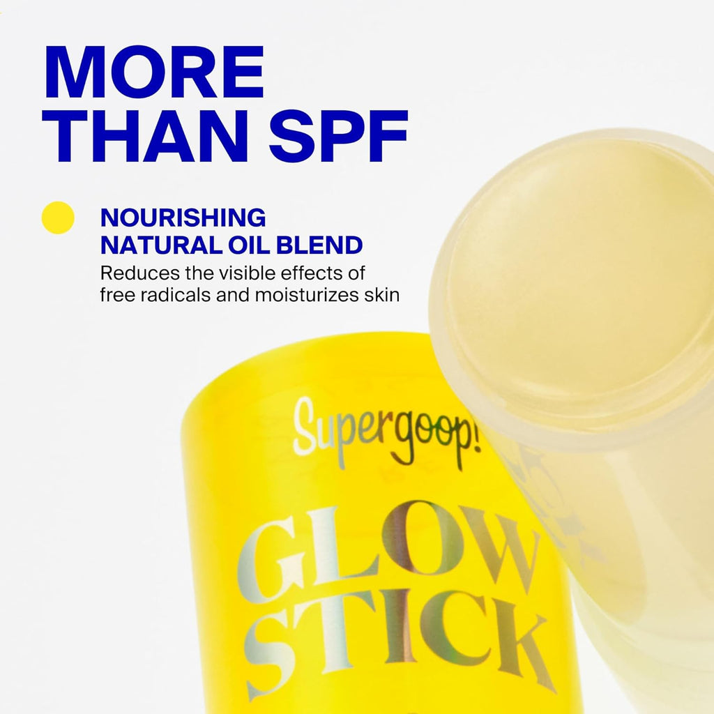 Supergoop! Glow Stick - SPF 50 PA++++ Dry Oil Sunscreen Stick for Face & Body | Brightens & Hydrates, Travel-Friendly 0.7 oz
