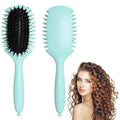 Skiennix Curl Define Brush - Detangling Boar Bristle & Nylon Pin Hair Brush for Curly Hair | Green