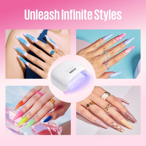 MEFA U V Nail Lamp with 3 Timers & 21 pcs Lamp Beads (72W Portable U V Light for Gel Nails Fast Curing, Professional Nail Art Tool for Home Salon)