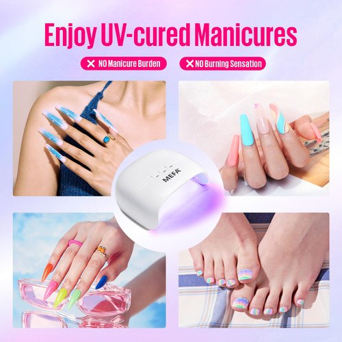 MEFA UV Nail Lamp with UV Gloves, 72W Light for Gel Nails with 21pcs Lamp Beads, 3 Times Dryer for Nail Polish Fast Curing, Professional UPF99+ Gloves for Gel Manicures Gifts for Women