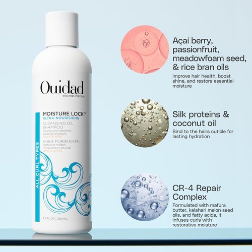 Ouidad Moisture Lock Cleansing Oil Shampoo - Nourishing Formula for Curly Hair, Sulfate-Free, 12 oz