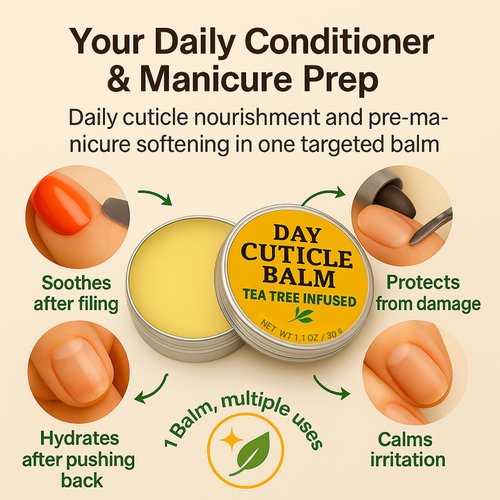 KmaxShip Tea Tree Oil Nail & Cuticle Balm - Cuticle Cream & Butter for Dry, Damaged Cuticles - Cuticle Healing Treatment, Moisturizer & Softener, 1.1 OZ, 1 Pack