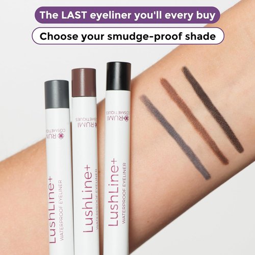 Rumi Cosmetiques LushLine+ Waterproof Eyeliner Pencil - Smudge Proof, Long-Lasting, Non-Toxic | Natural Brown for Sensitive Eyes