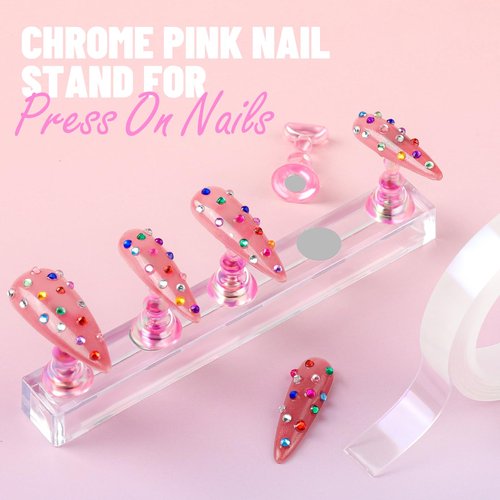 FANDAMEI Nail Art Brushes, Nail Art Kit with Nail Art Brush, Dotting Tools, Nail Rhinestones Pearls, Nail Charms and Gems, Nail Stickers for Women Decals, Nail Stand for Press on, Nail Design Kits