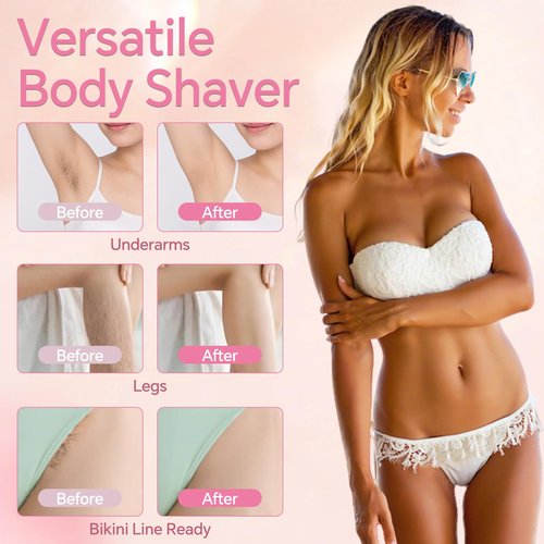 RUIM Bikini Trimmer for Women, 2-in-1 Electric Razor & Pubic Hair Remover - Painless for Sensitive Skin, IPX6 Waterproof, Cordless & USB Rechargeable for Travel, Gift for Her (Purple)