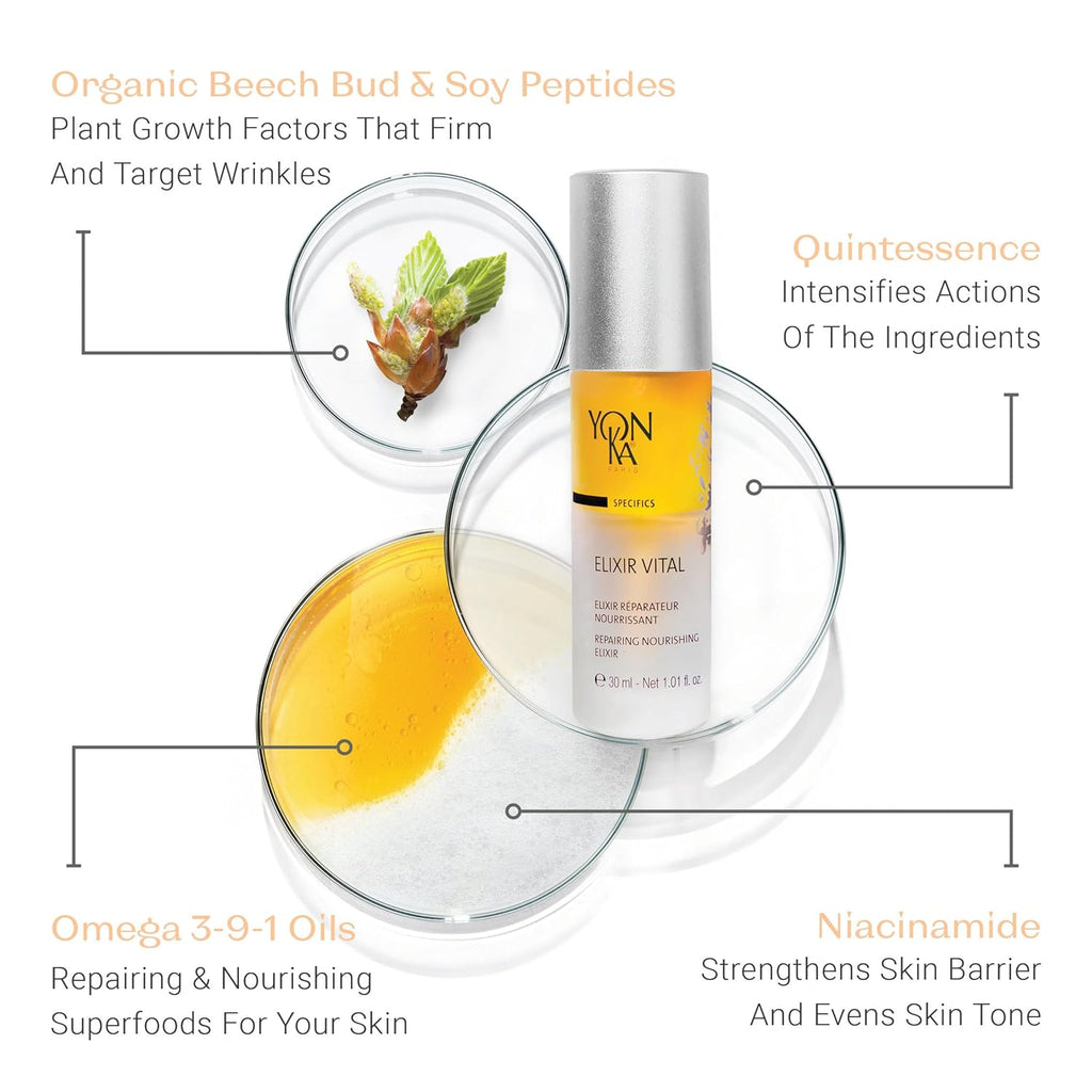 Yon-Ka Elixir Vital Concentrate - Revitalizing Anti-Aging Serum for Moisturized, Remineralized Skin | Paraben-Free | 1.01 fl oz