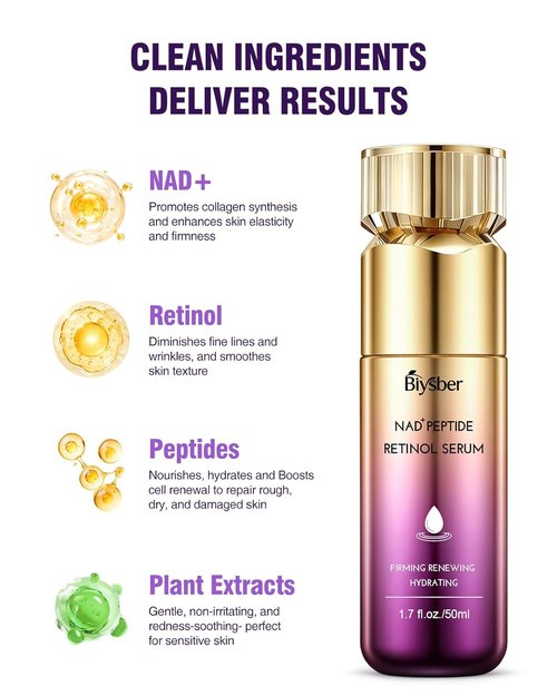 Regine Switzerland NAD+ Retinol Collagen Face Serum - Anti-Aging Peptide Formula for Youthful Skin