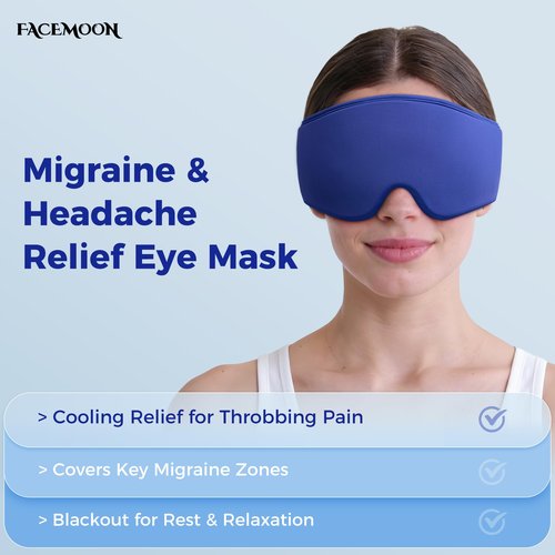 Cooling Gel Eye Mask Sleep: FSA -HSA Eligible, Cold Compress for Puffy Eyes & Migraine Relief - Reusable Gel Weighted Sleeping Mask for Dark Circles & After Surgery, Flexible Ice Pack for Face(Blue)