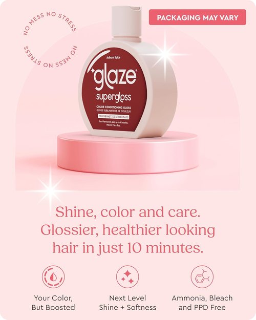 Glaze Color Conditioning Gloss - Tinted Moisturizer for Brown & Red Hair | Boosts Color & Shine, Repairs Damage - Auburn Spice, 6.4 oz