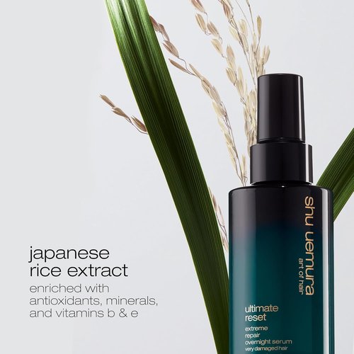 Shu Uemura Ultimate Reset Hair Serum - Extreme Repair Night Treatment for Dry, Damaged Hair | Softens, Smooths & Adds Shine