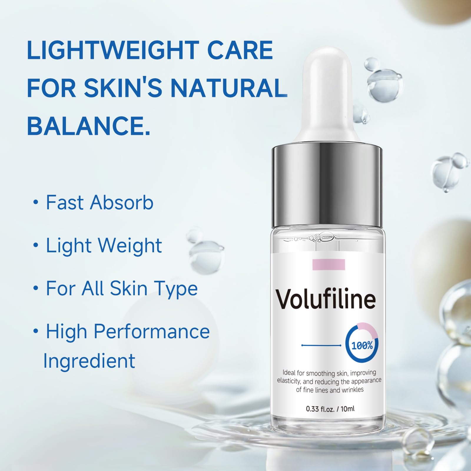 Volufiline Serum, Volufiline Serum Under Eye, Cosmetic Grade Ampoule for Improve Skin Elasticity Face Body Fine Lines Hydrating Texture, 10ml*2