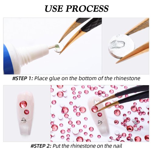Meibite Rose Flatback Rhinestones, Glass Rhinestones for Nail Art and Craft, Glue Fix, Loose Crystal Gemstones(Rose, SS20, 1440pcs, 4.6-4.8mm)
