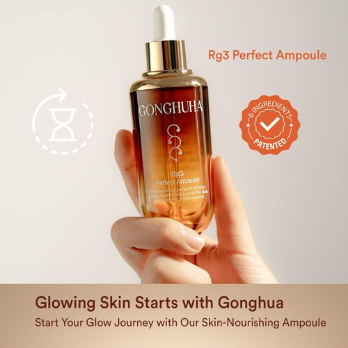 GONGHUHA RG3 Perfect Ampoule Intensive Anti-Aging Skincare with Red Ginseng for Even Skin Tone, Wrinkle Reduction, and Enhanced Elasticity – 45ml