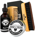 Beard Brush, Beard Comb, Beard Oil, & Beard Balm Grooming Kit for Men's Care, Travel Facial Hair Set for Growth, Styling, Shine & Softness, Great Gifts for Him, Fathers Day, Dad Gifts