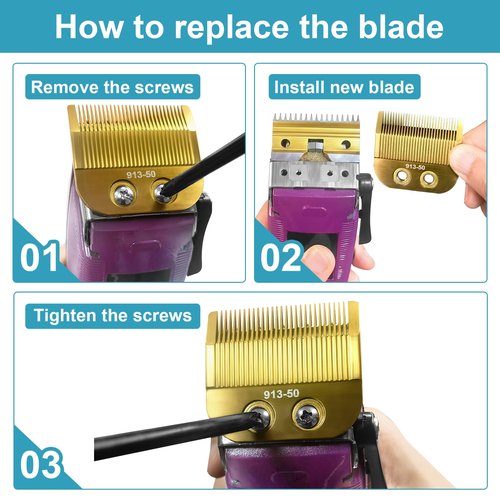 913-50 Adjustable Medium Blade Replacement Trimmer Blade Compatible with oster Finisher Trimmer Model 59 and T-Finisher Trimmer Blades，Golden