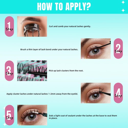 Lash Clusters Wispy 280PCS Eyelash Extension 40D Cluster Lashes Individual Lashes DIY Lash Extension Natural Look Cluster Eyelash Extensions Soft False Eyelashes at Home for Beginners(12mm)