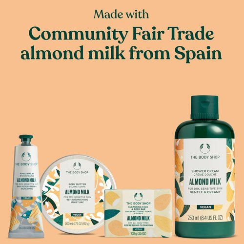 The Body Shop Almond Milk Collection Gift Set | 4-Piece Vegan Shower Cream, Body Butter & Hand Balm
