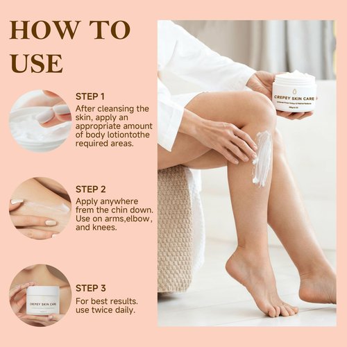 GUDE GUDE Crepe Firming Body Cream, Extra Large Size Body Skin Cream Lotion for Aging Crepe Skin Improve Natural Elastin with Collagen Production for Neck Arms Leg Deeply Moisturizer Cream, 10 oz