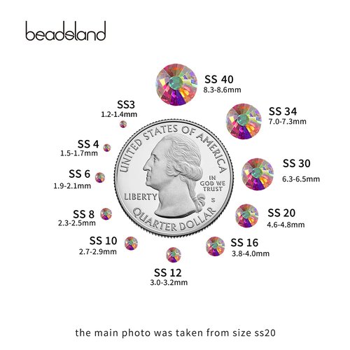 Beadsland Flat Back Crystal Rhinestones Round Gems for Nail Art and Craft Glue Fix, Crystal AB, 10mm, SS50/144pcs