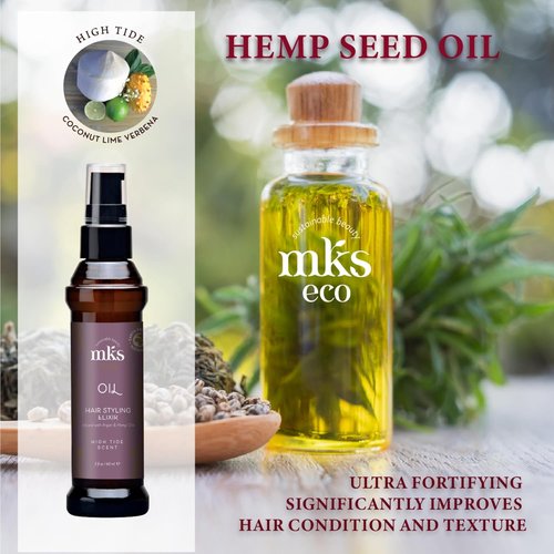 MKS Eco Oil - Hair Styling Elixir with Moroccan Argan & Hemp Seed Oils - Moisturizes, Controls Frizz & Increases Smoothness - Vegan & Cruelty-Free